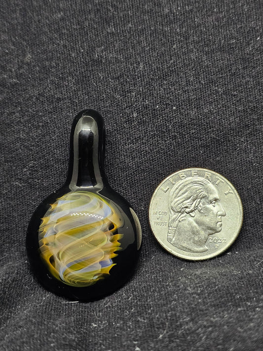 Silver and Gold Fume Cane Pendant · Handmade Glass Jewelry by Stew Davis
